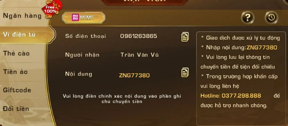 Nạp tiền IWIN68 - Hướng dẫn chi tiết và những điều cần biết 4 Ví Momo