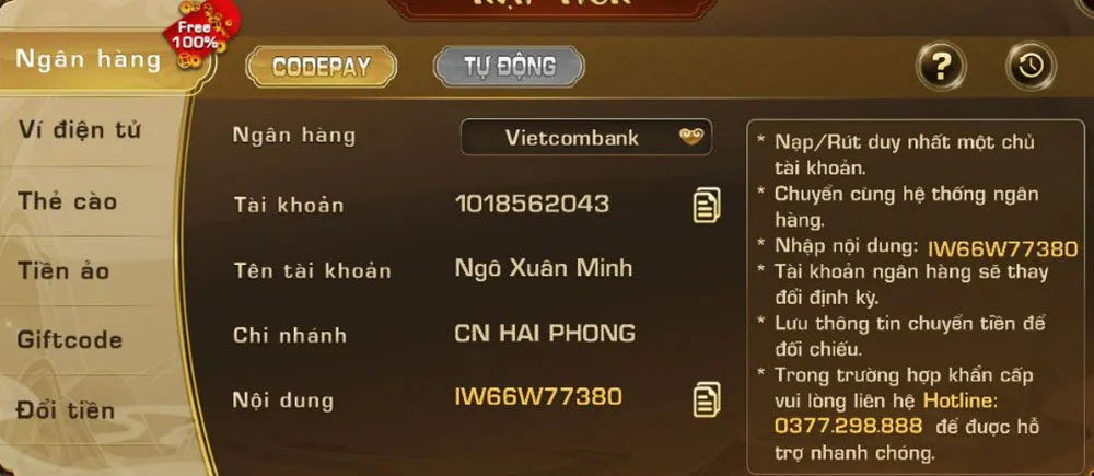 Nạp tiền IWIN68 - Hướng dẫn chi tiết và những điều cần biết 5 Codepay